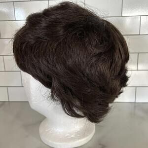 Vintage 100% Kanekalon Hair Wig Dark Brown Short Made In Korea Layered